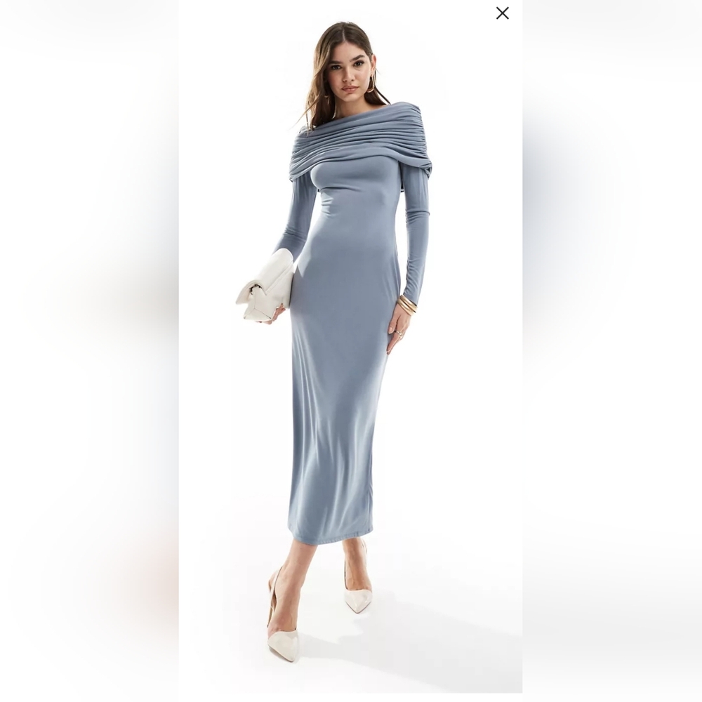 ASOS Ruched Off-the-shoulder maxi dress